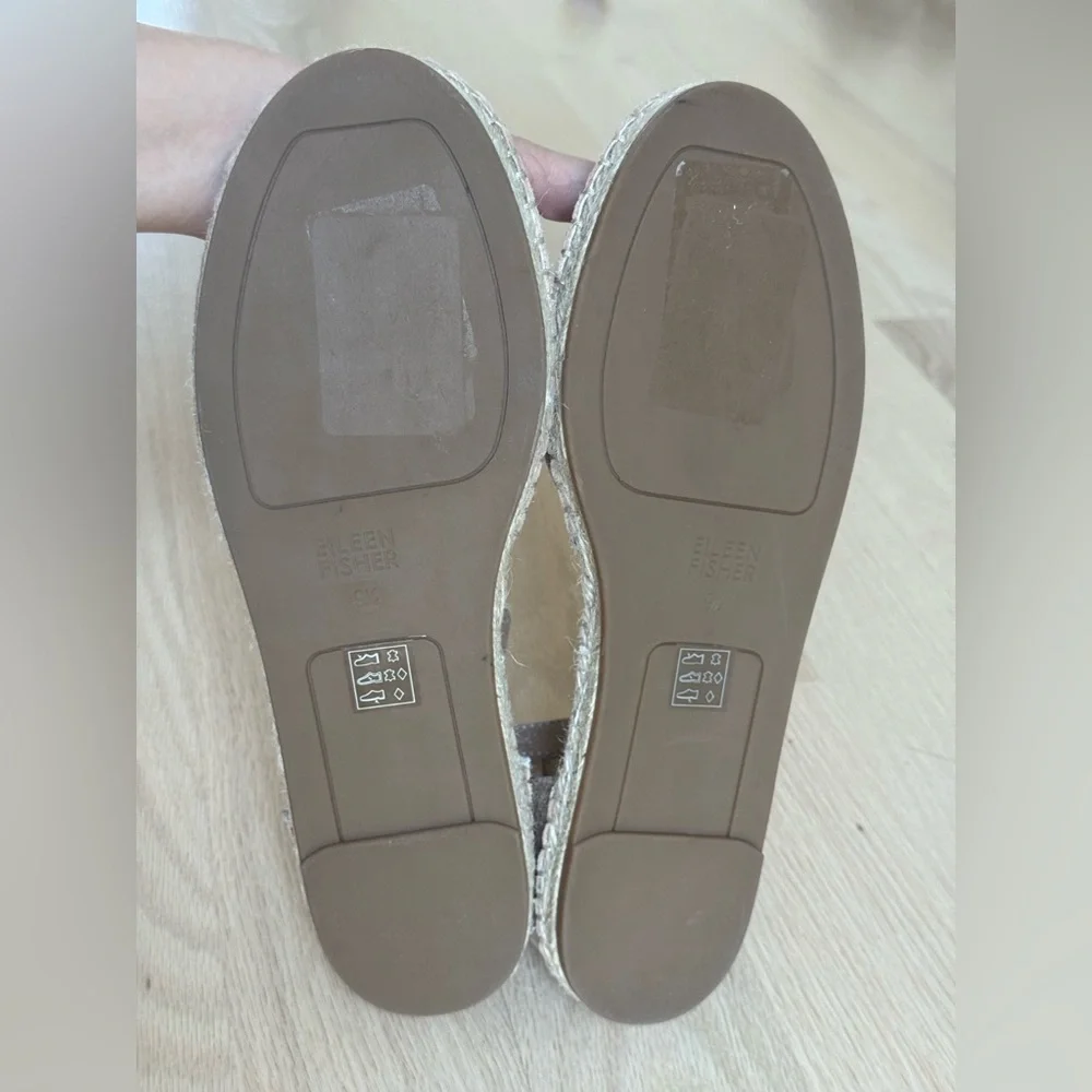 New Eileen Fisher Womens Lala Ankle Sandal 9.5 Jute Espadrille Flat Zip